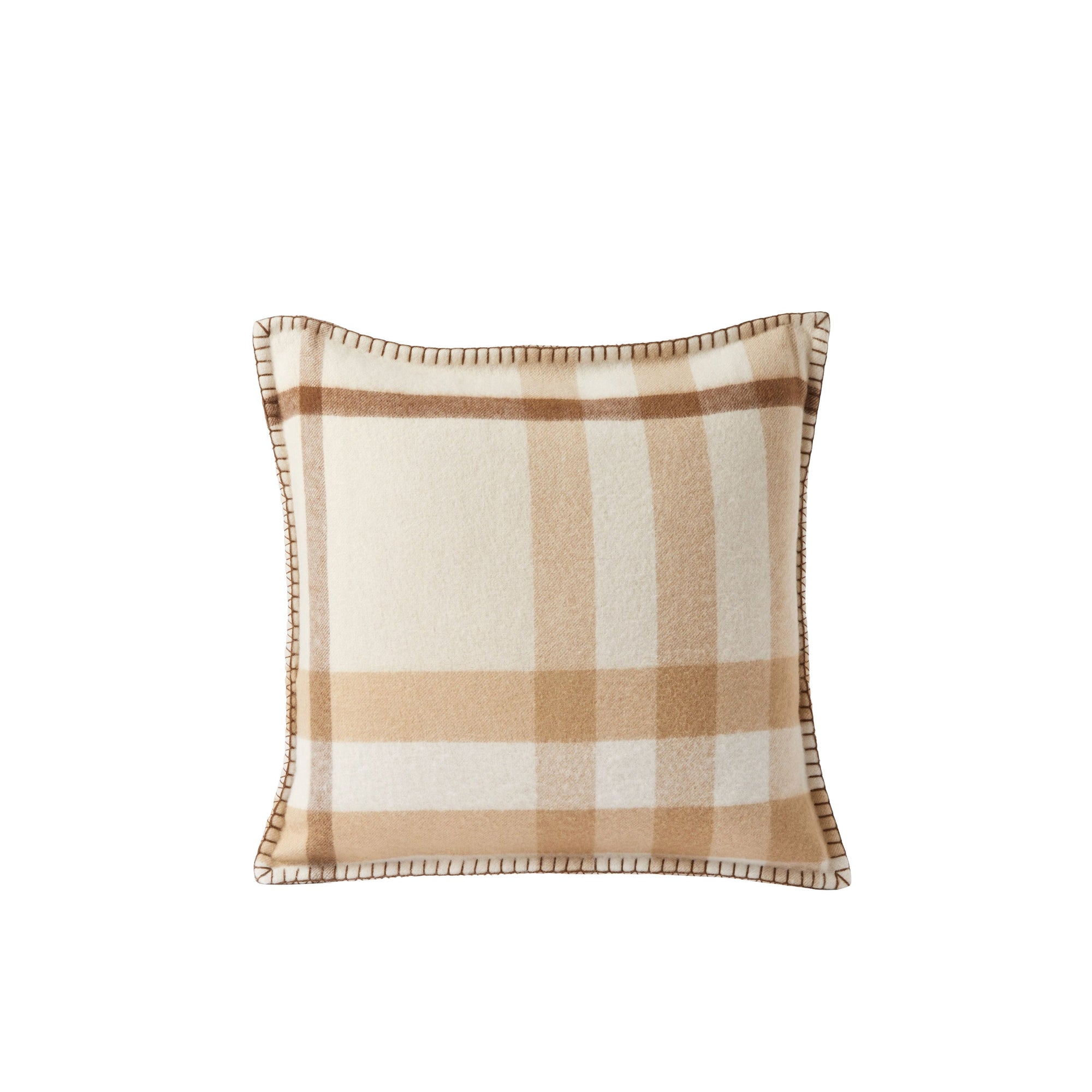 Housse de coussin en cachemire à motif check - Soft Fawn
