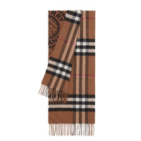 Écharpe réversible en cachemire à motif check - Birch Brown