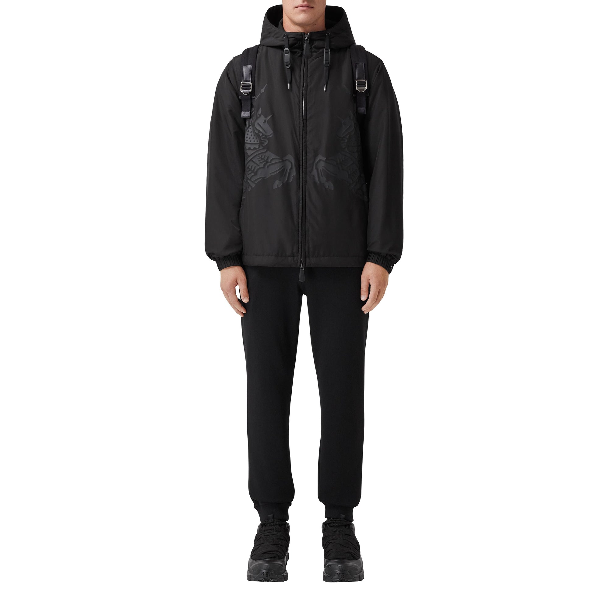Veste à capuche imprimée à motif cavalier - Black
