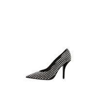 Escarpins pointus en cuir à détails en cristal - Black & Crystal