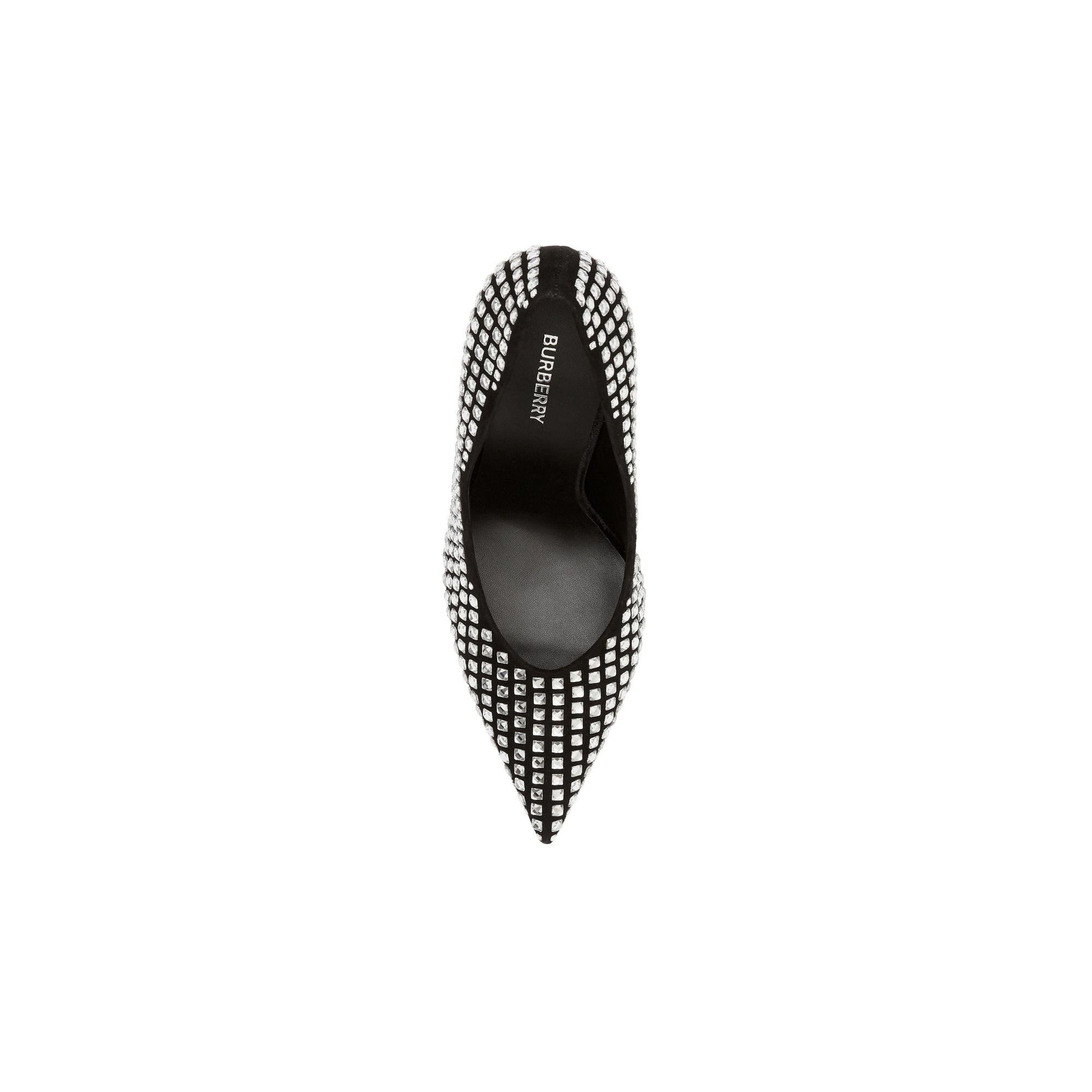 Escarpins pointus en cuir à détails en cristal - Black & Crystal
