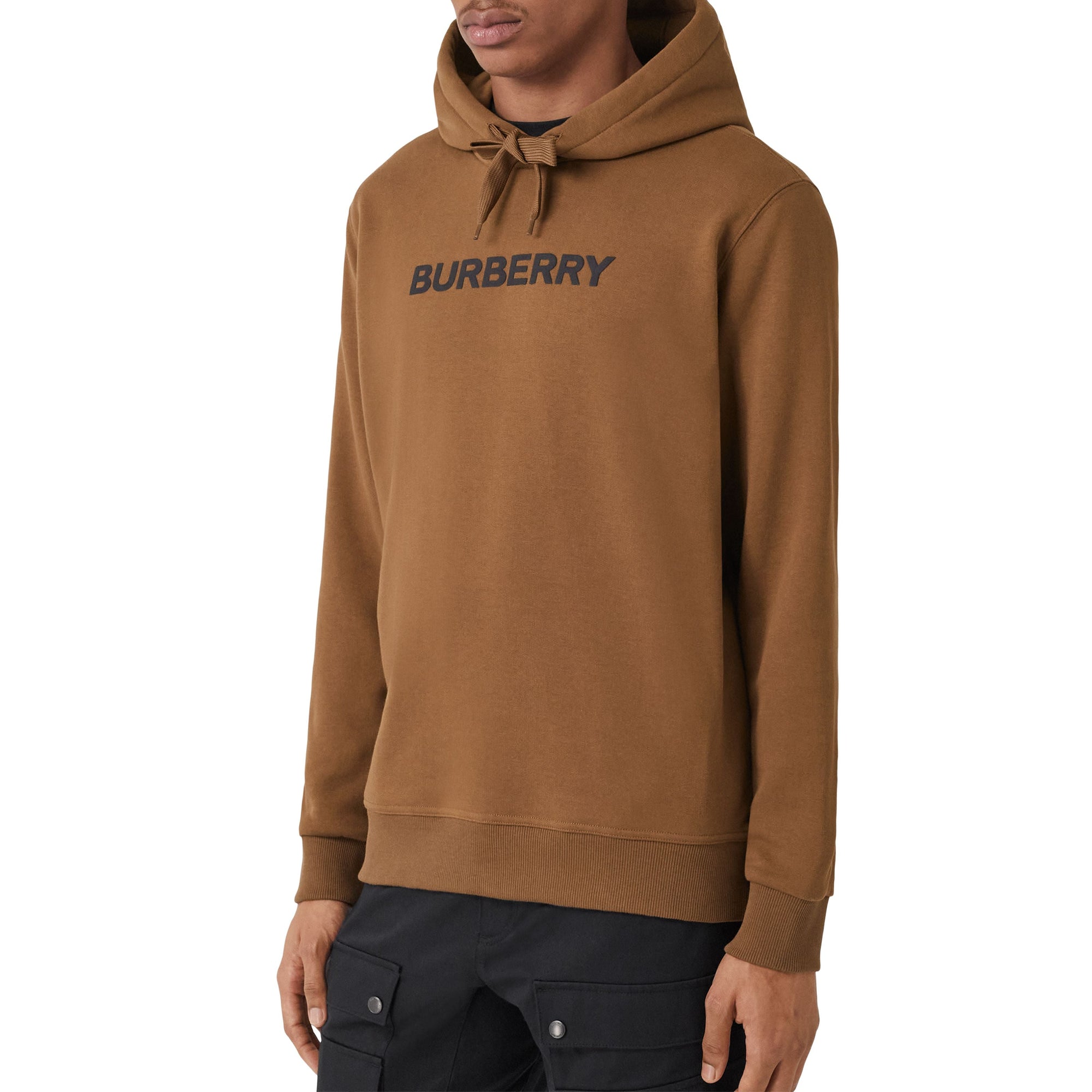 Sweat à capuche en coton et logo imprimé - Dark Birch Brown