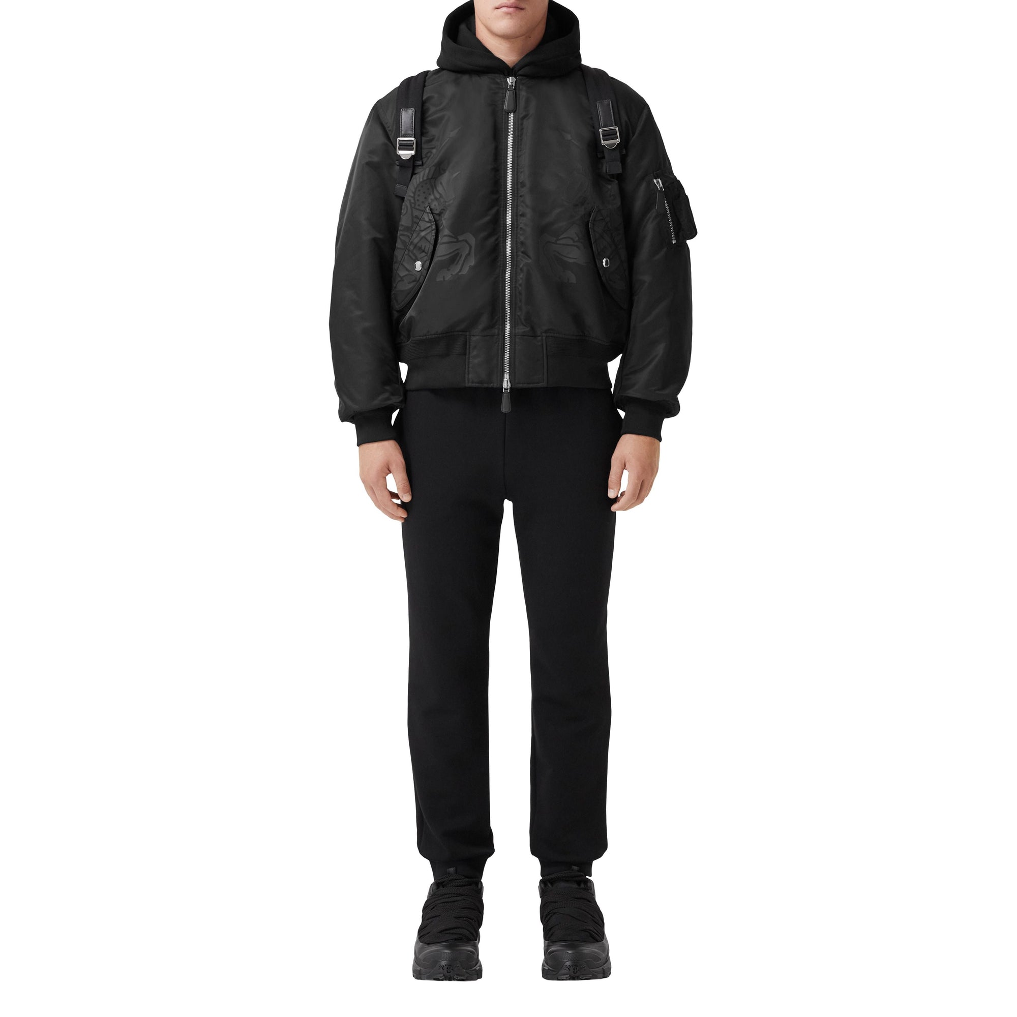 Blouson aviateur imprimé à motif cavalier - Black