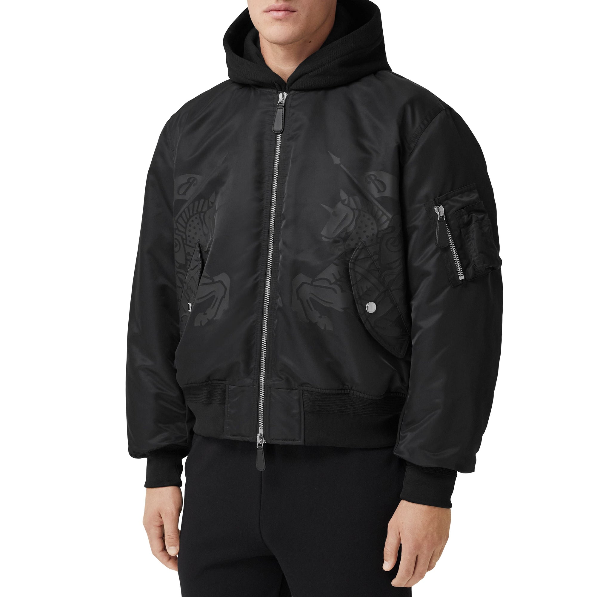 Blouson aviateur imprimé à motif cavalier - Black
