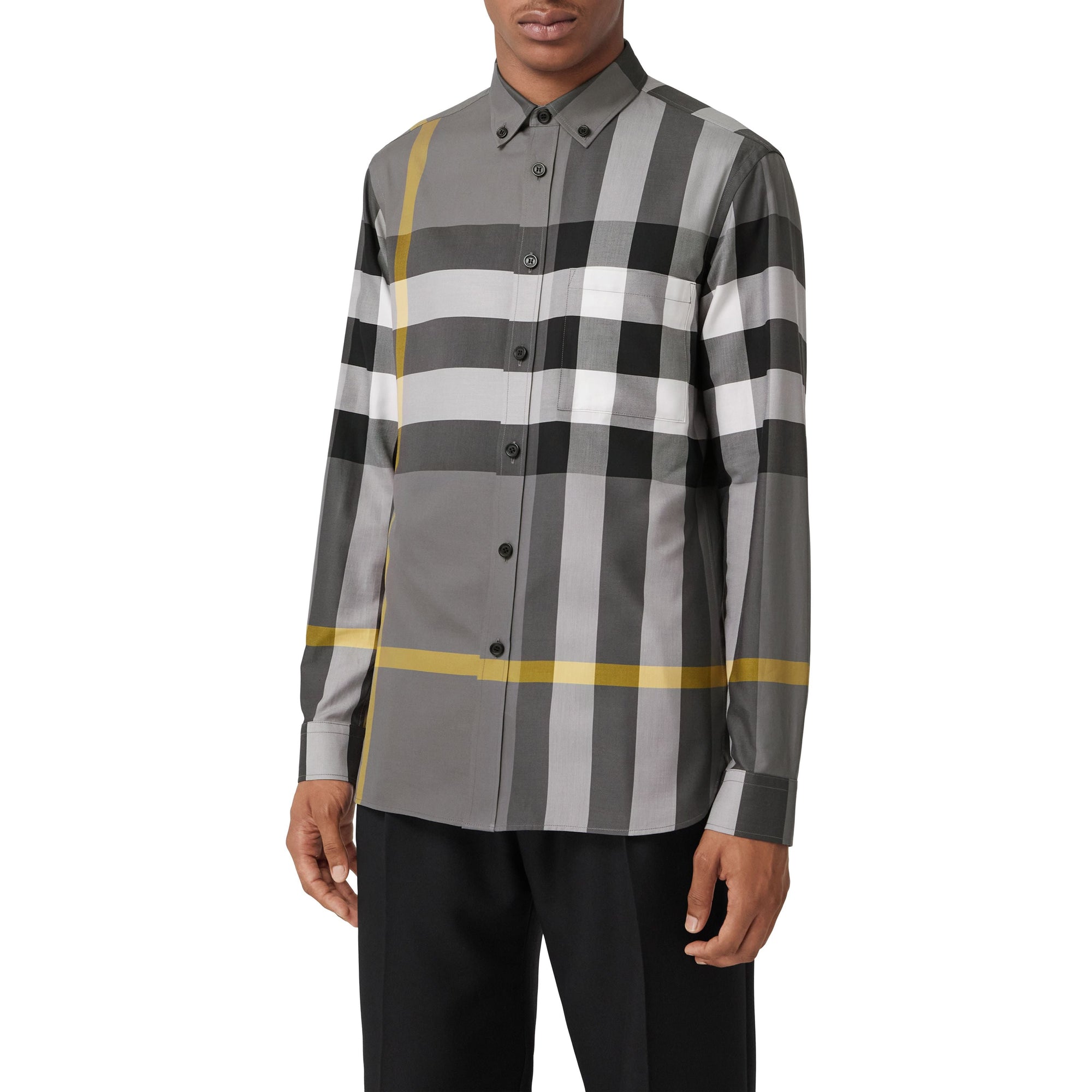 Chemise extensible à carreaux - Storm Grey Check
