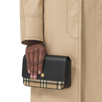 Mini sac Note en cuir et à motif Vintage check - Archives Beige & Black