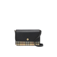 Mini sac Note en cuir et à motif Vintage check - Archives Beige & Black