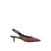Escarpins à bride arrière en cuir - Dark Birch Brown Check