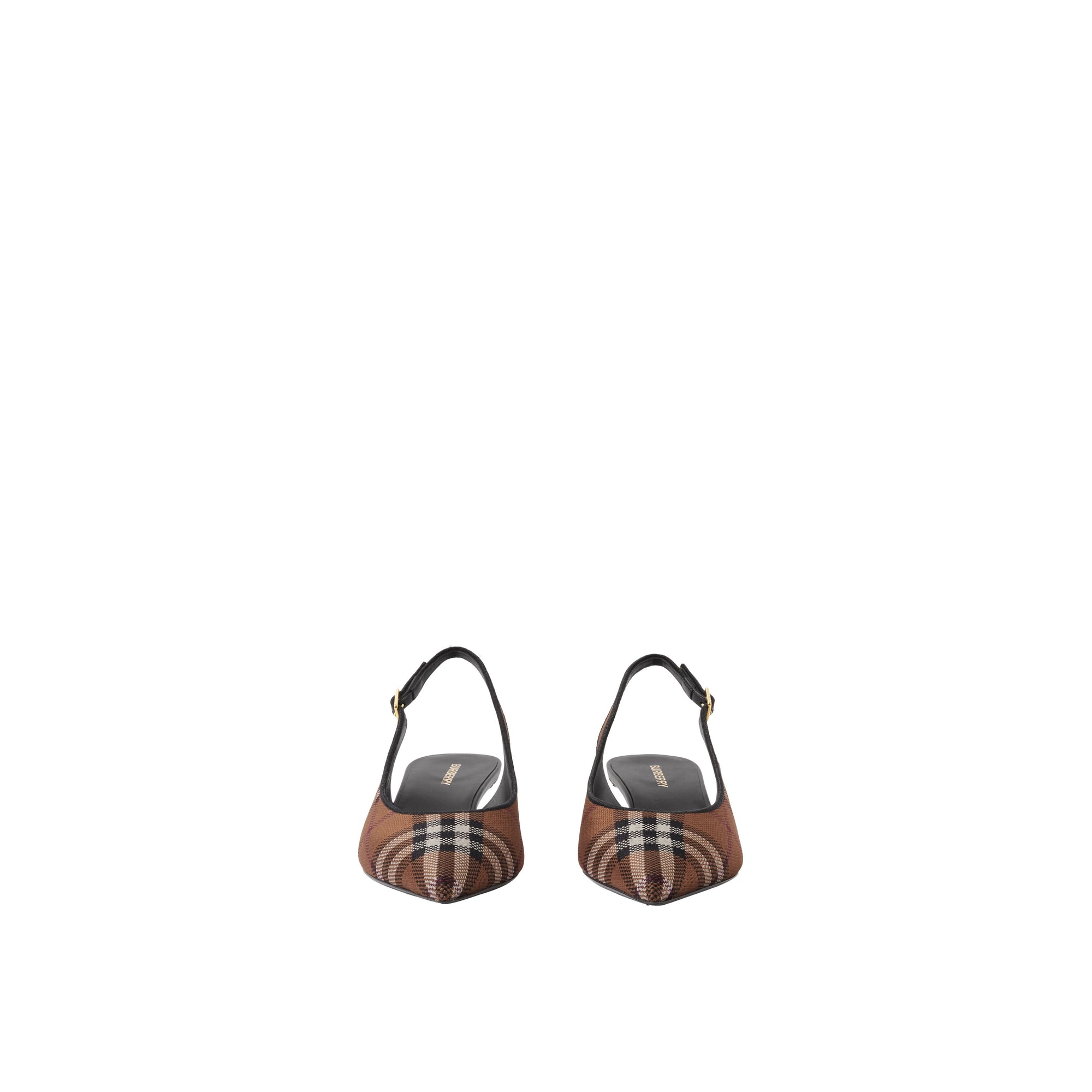 Escarpins à bride arrière en cuir - Dark Birch Brown Check