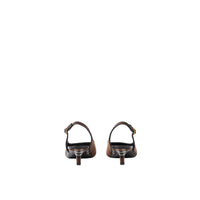 Escarpins à bride arrière en cuir - Dark Birch Brown Check