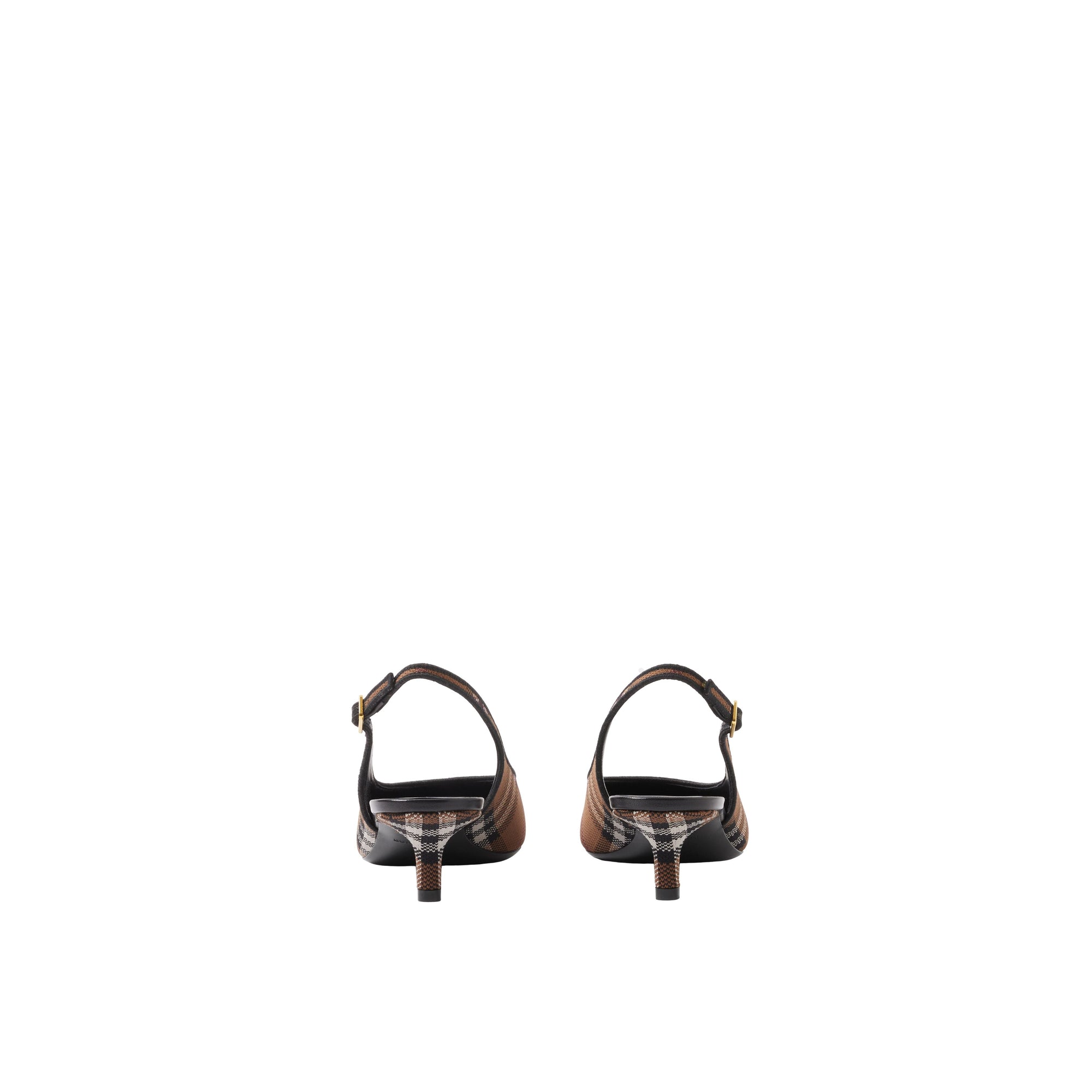 Escarpins à bride arrière en cuir - Dark Birch Brown Check