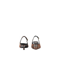 Escarpins à bride arrière en cuir - Dark Birch Brown Check