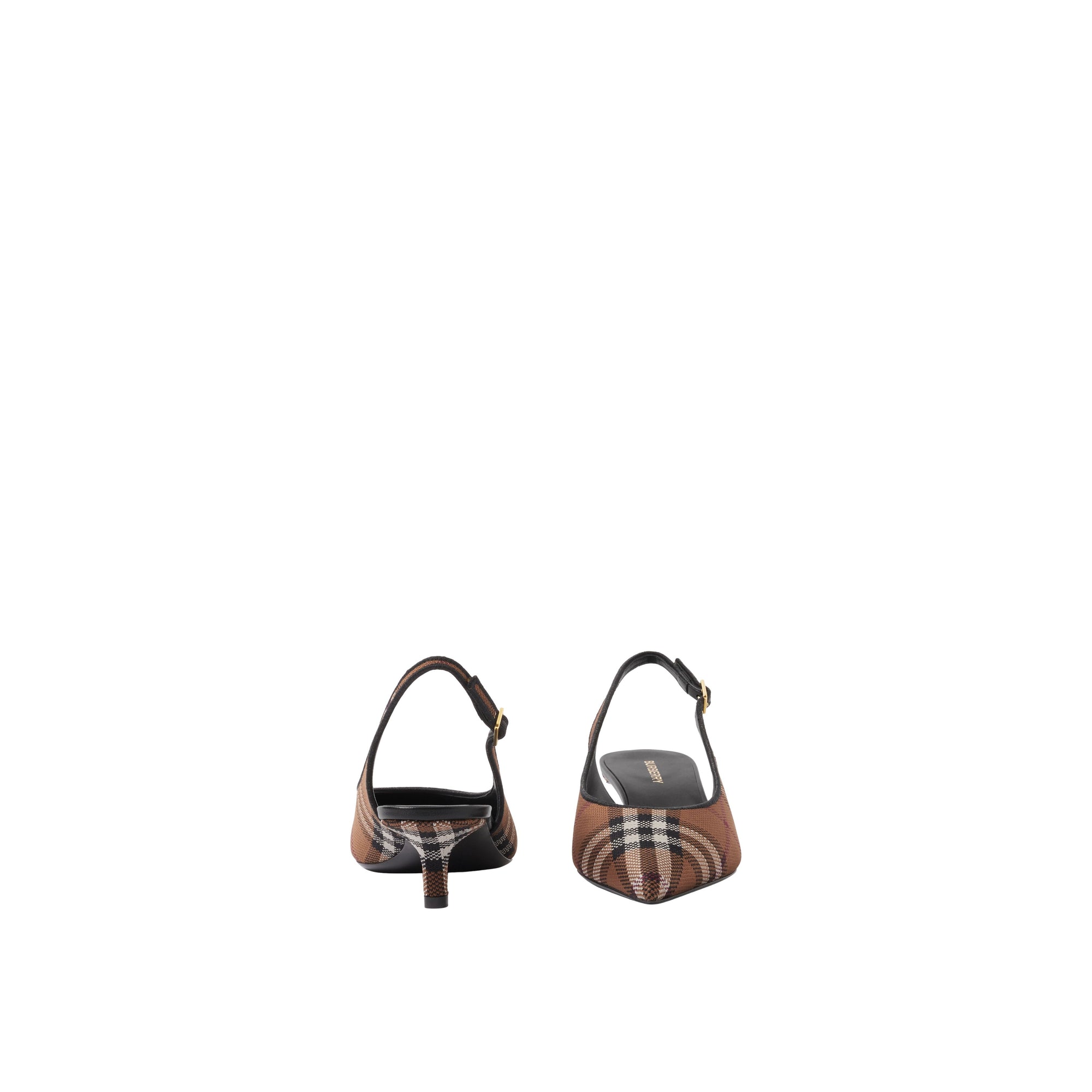 Escarpins à bride arrière en cuir - Dark Birch Brown Check