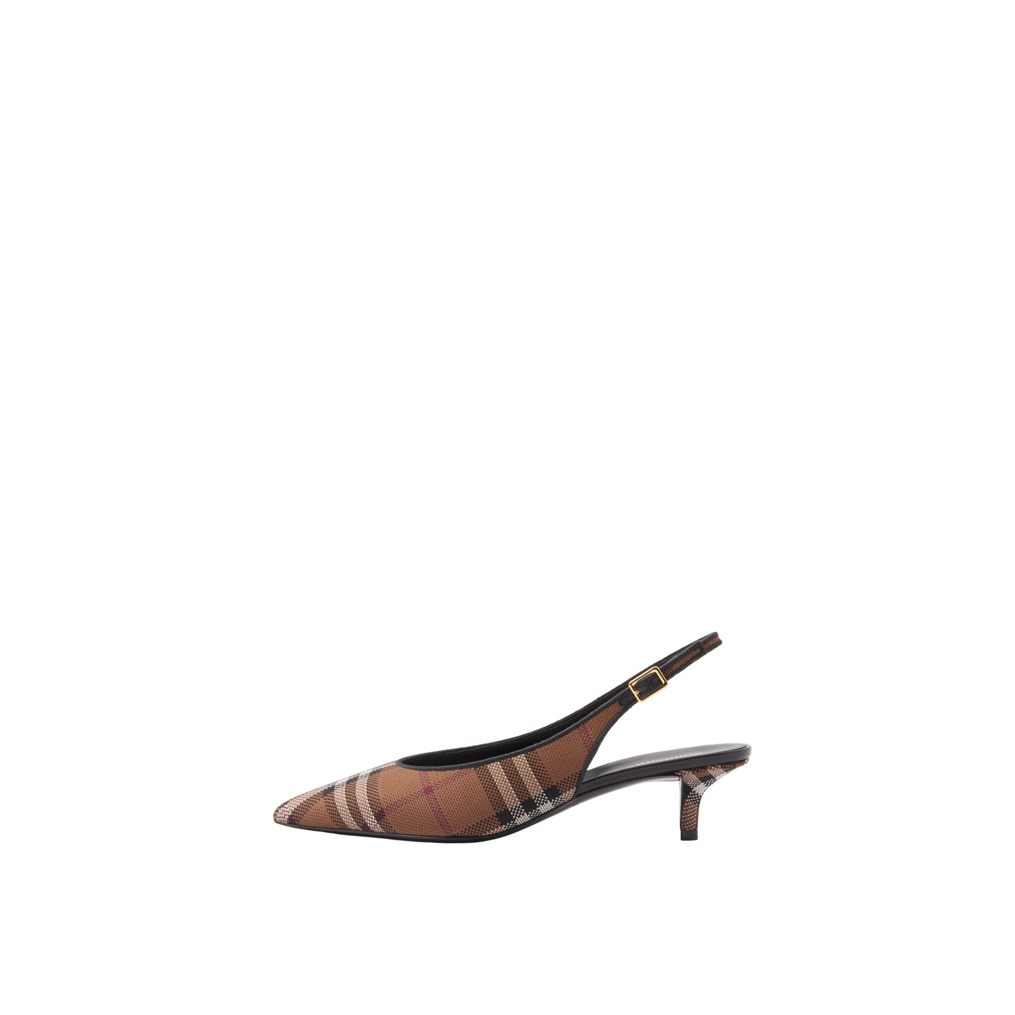 Escarpins à bride arrière en cuir - Dark Birch Brown Check
