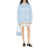 Cardigan oversize en jacquard de laine et de coton - Pale Blue