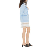 Cardigan oversize en jacquard de laine et de coton - Pale Blue