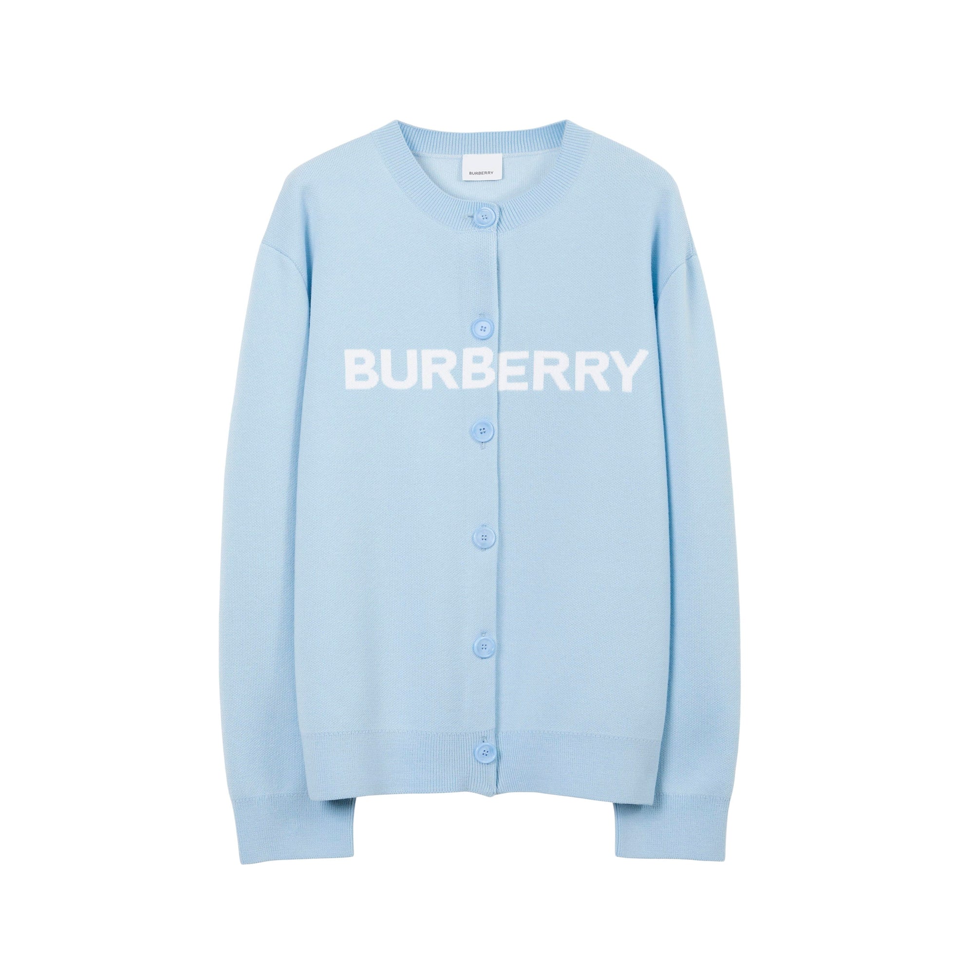Cardigan oversize en jacquard de laine et de coton - Pale Blue