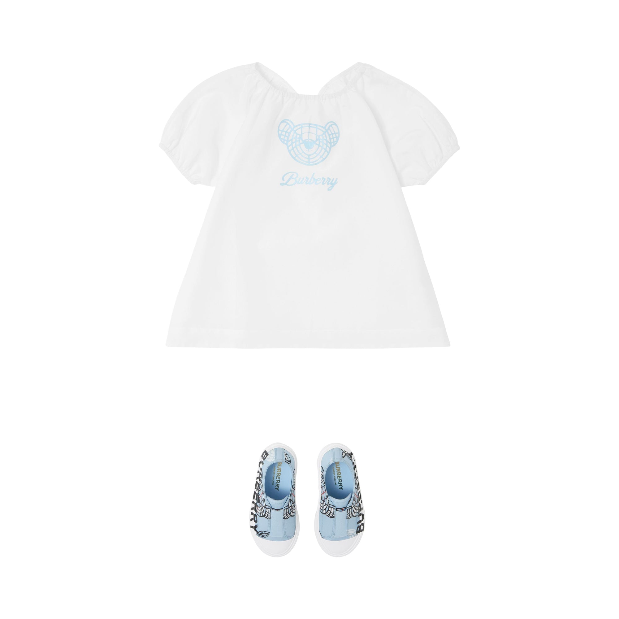 Robe en coton et soie à imprimé Thomas Bear - White