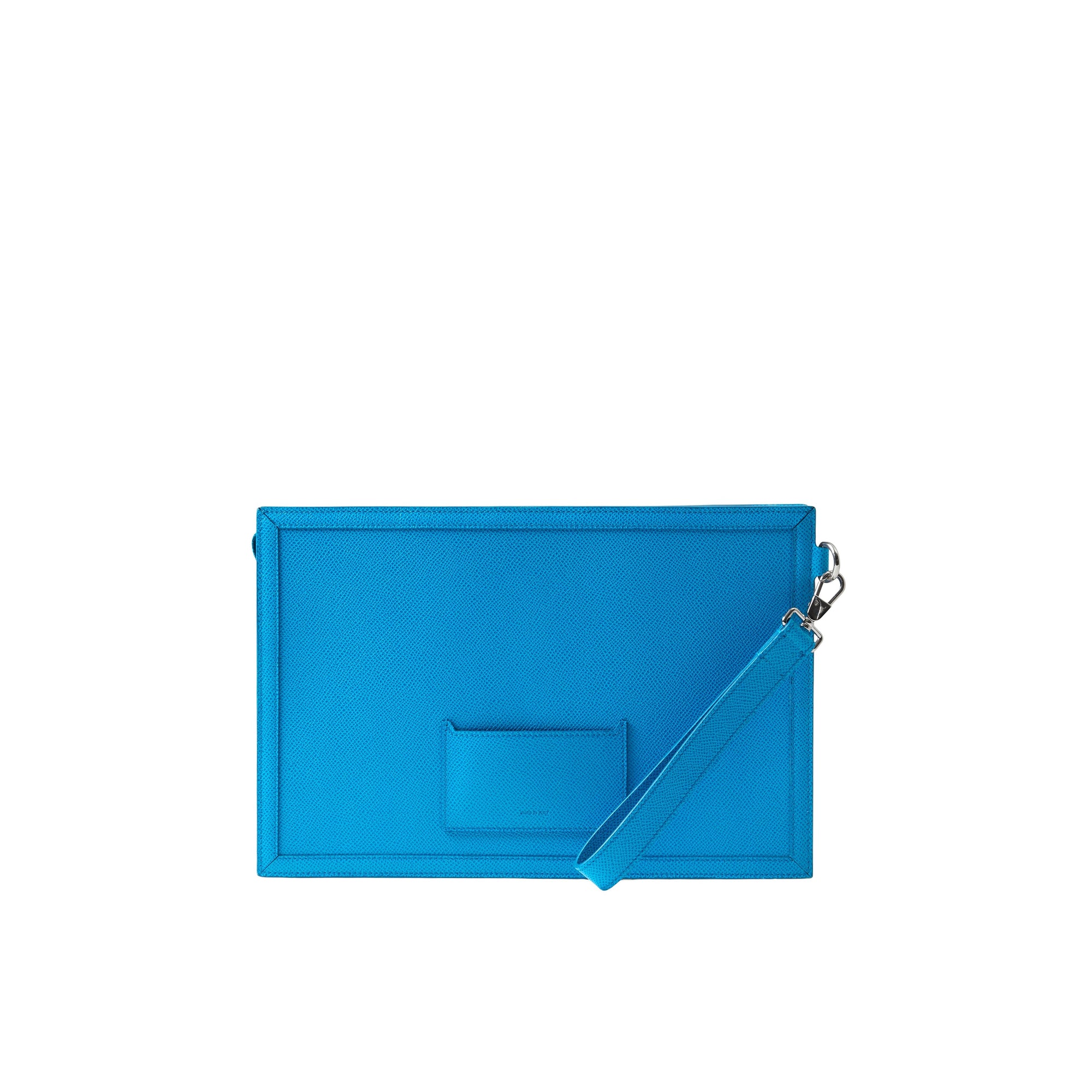 Pochette zippée en cuir grainé - Vivid Blue