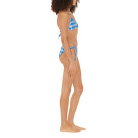 Bikini triangle extensible à carreaux - Vivid Blue Check