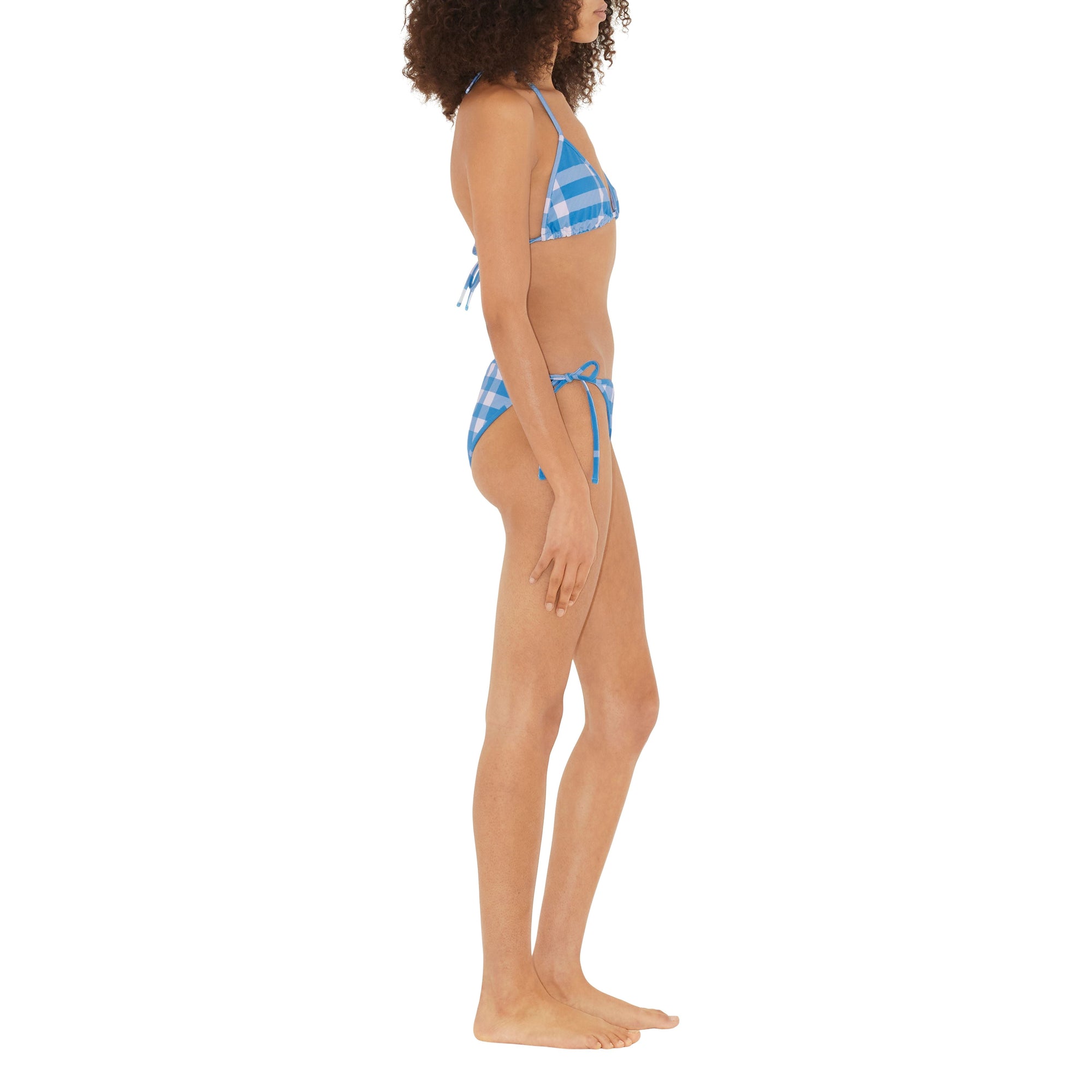 Bikini triangle extensible à carreaux - Vivid Blue Check
