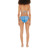 Bikini triangle extensible à carreaux - Vivid Blue Check