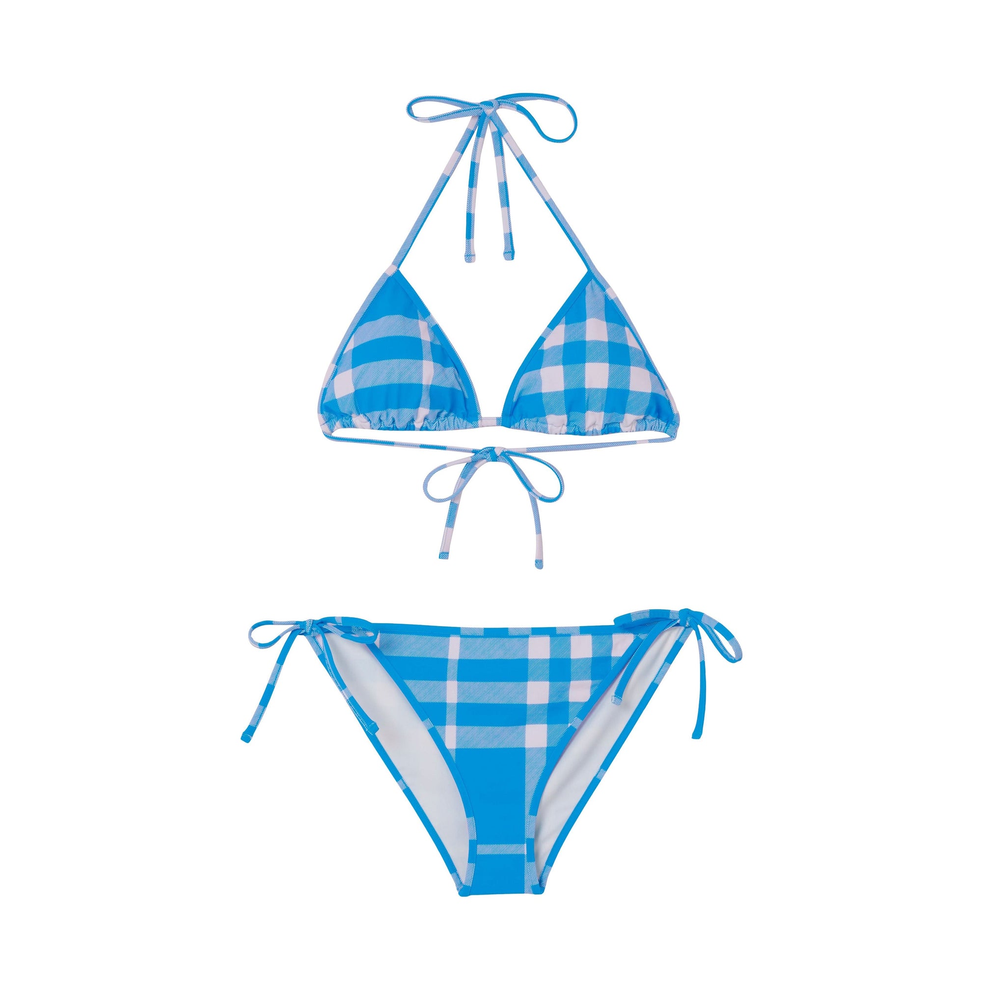 Bikini triangle extensible à carreaux - Vivid Blue Check