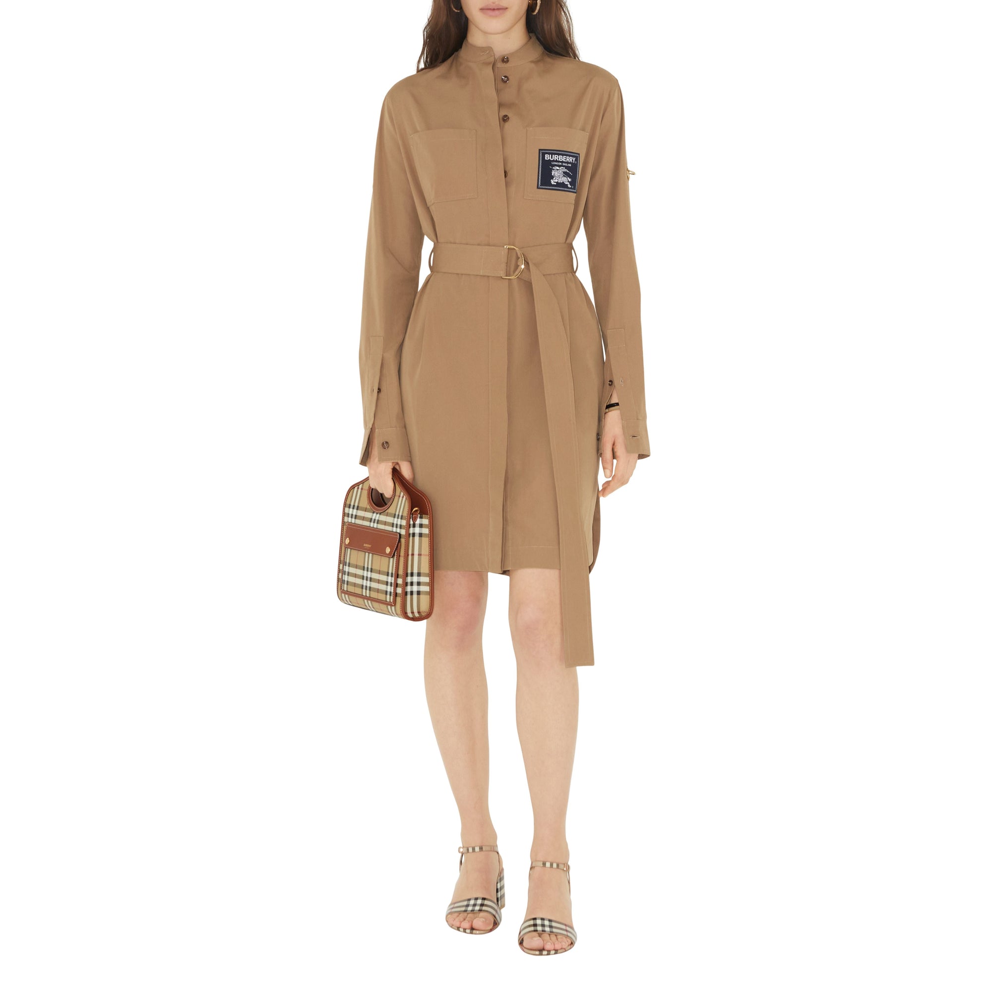 Robe chemise ceinturée à étiquette Prorsum - Camel
