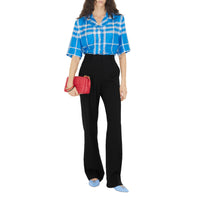 Chemise en soie à carreaux exagérés - Vivid Blue Check