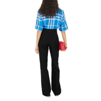 Chemise en soie à carreaux exagérés - Vivid Blue Check