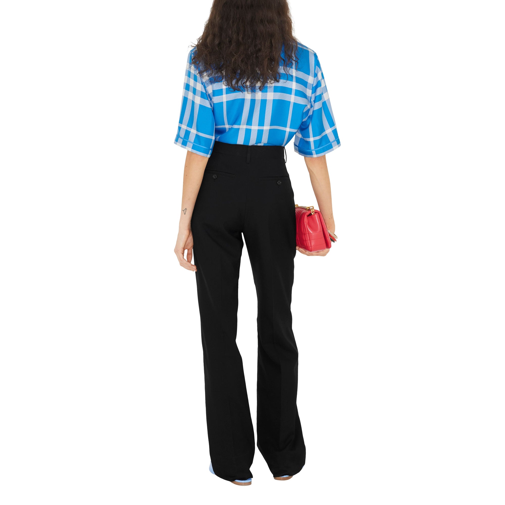 Chemise en soie à carreaux exagérés - Vivid Blue Check