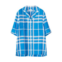 Chemise en soie à carreaux exagérés - Vivid Blue Check