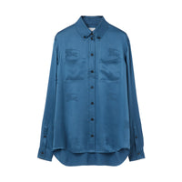 Chemise en jacquard de soie à motif cavalier - Muted Navy