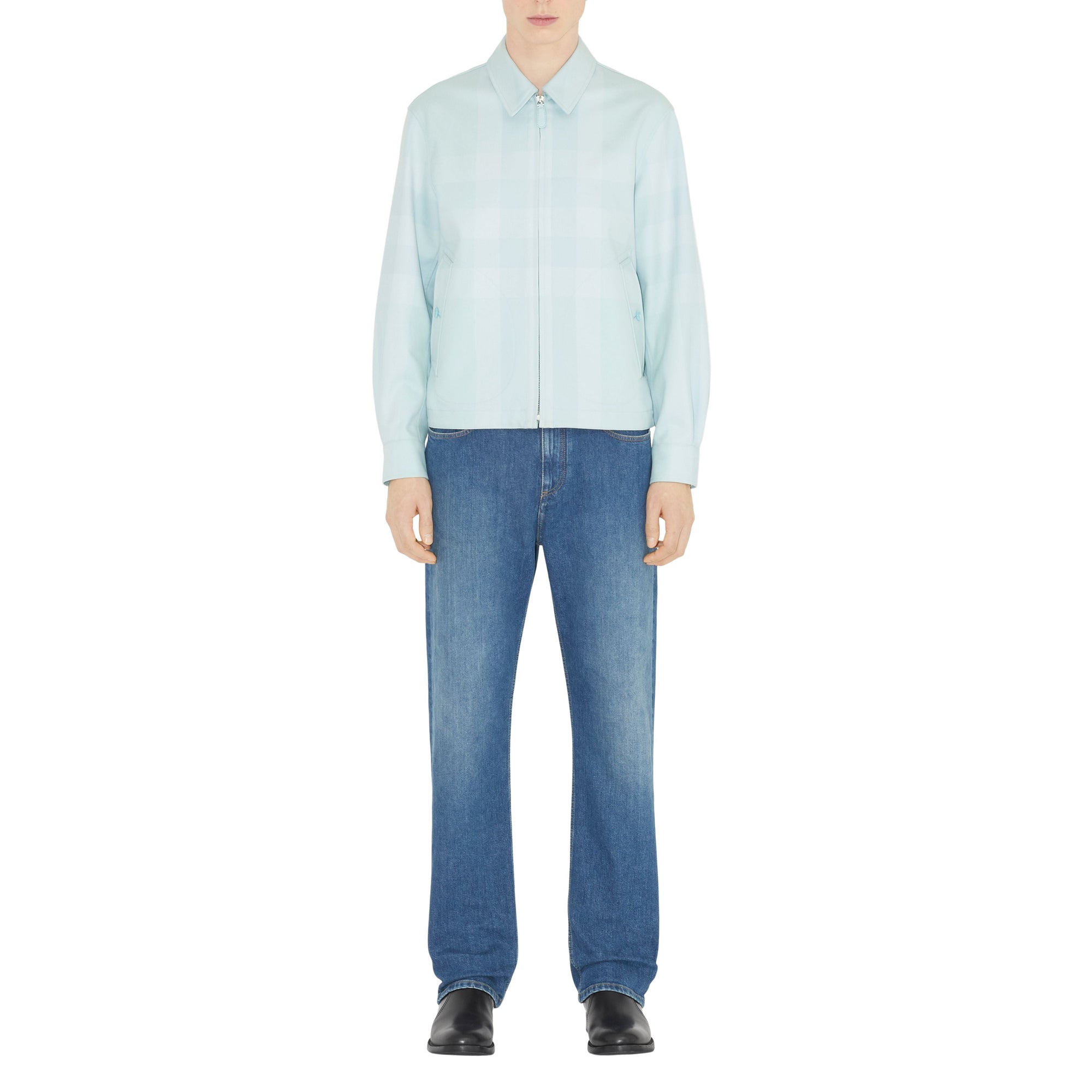 Veste Harrington réversible en coton à carreaux - Duck Egg Blue Check