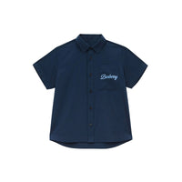 Chemise en coton stretch avec logo manuscrit - Deep Charcoal Blue