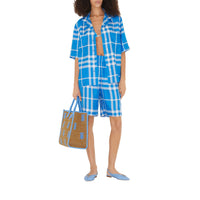 Short en soie à motif check - Vivid Blue Check
