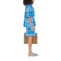 Short en soie à motif check - Vivid Blue Check