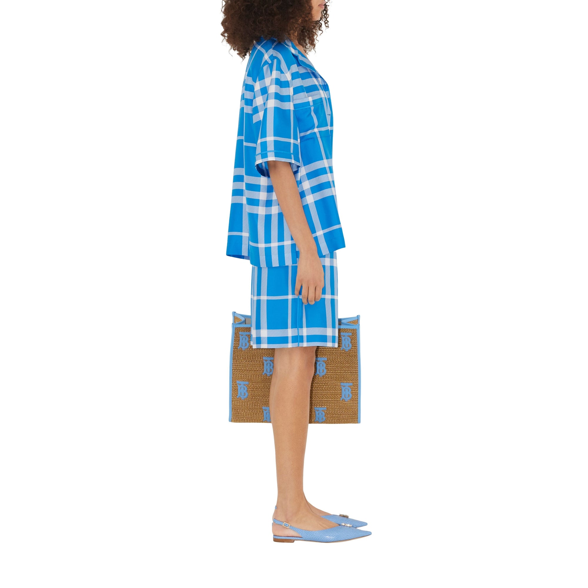Short en soie à motif check - Vivid Blue Check
