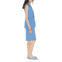 Veste tailleur sans manches en laine - Cool Cornflower Blue