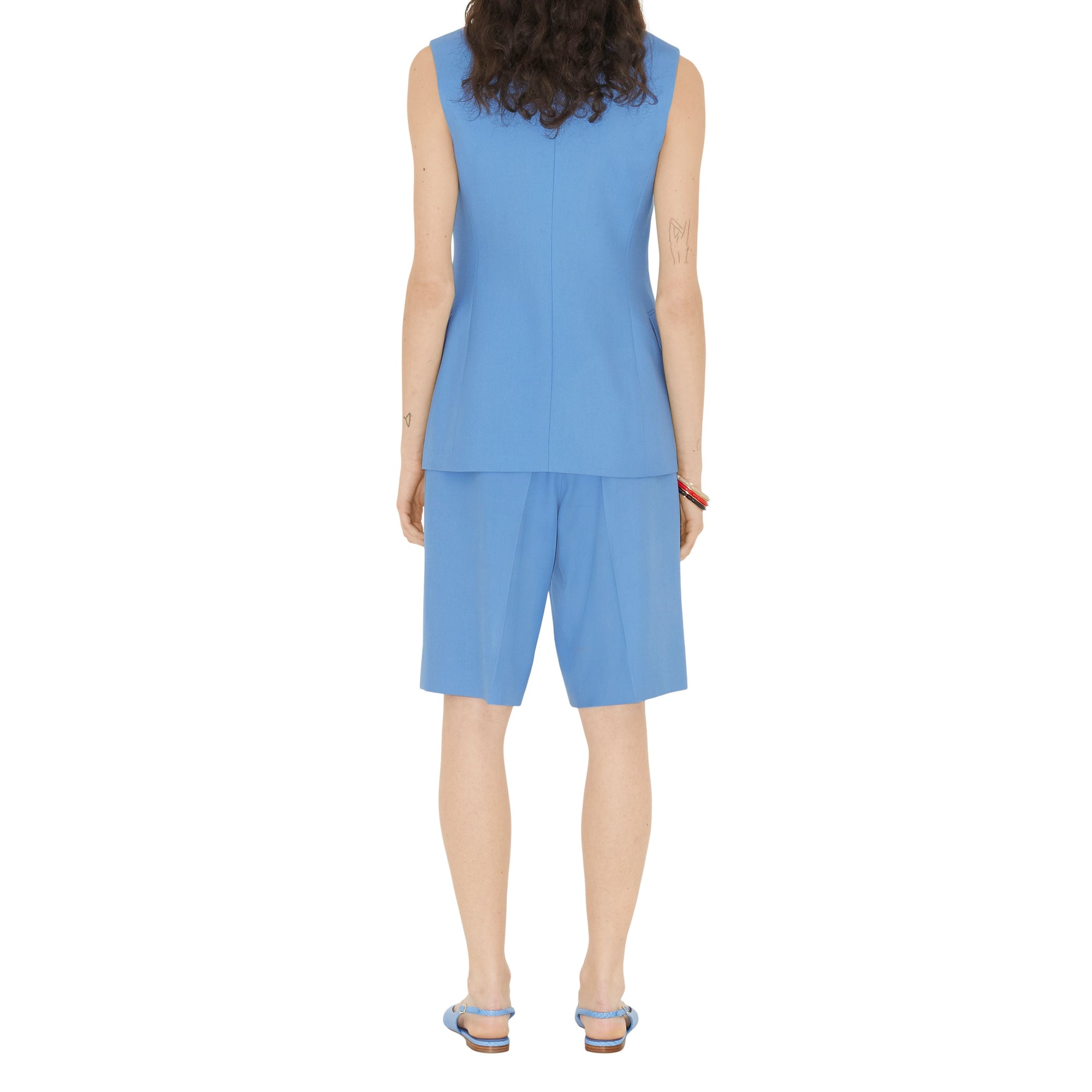 Veste tailleur sans manches en laine - Cool Cornflower Blue