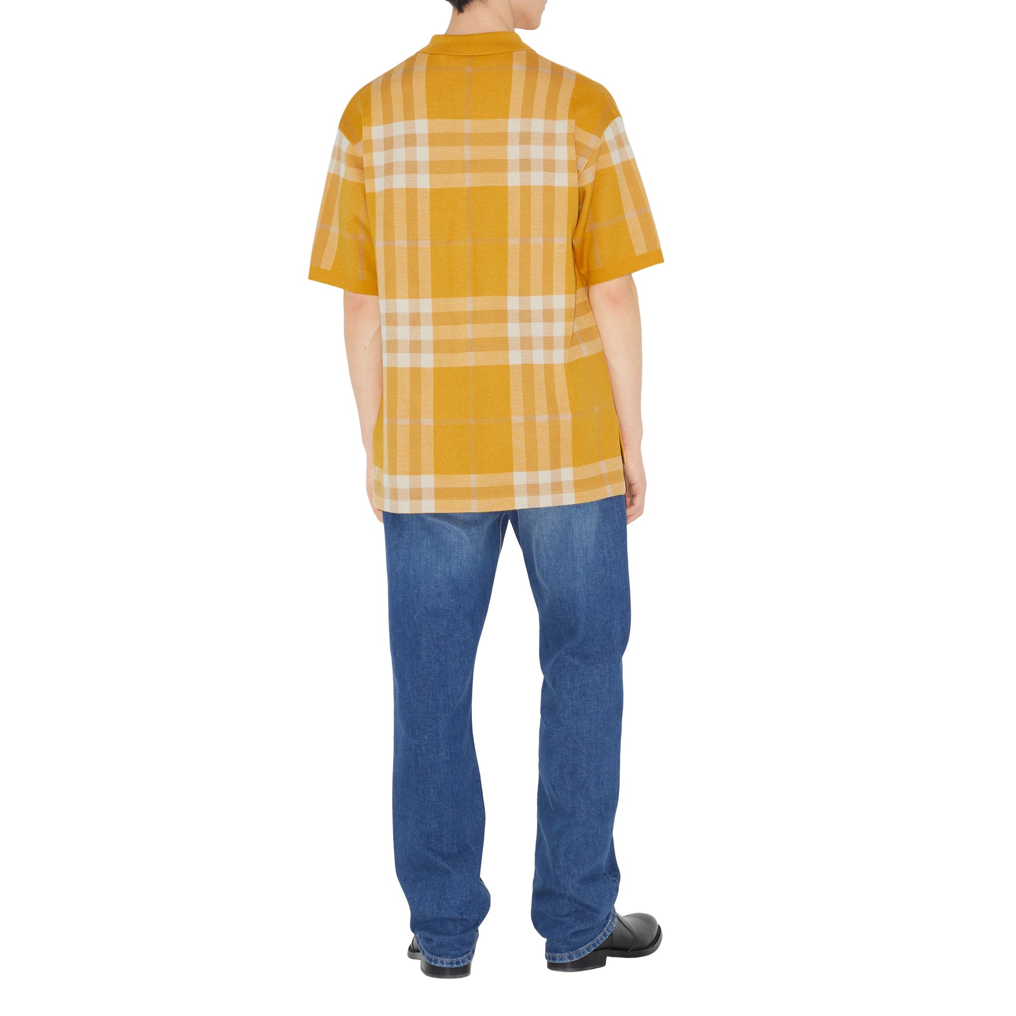Polo à carreaux en jacquard de laine et de soie - Marigold