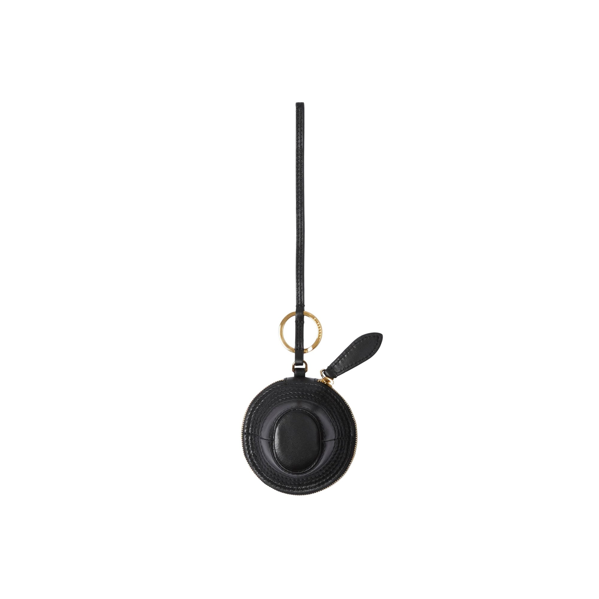 Porte-clés chapeau en cuir à motif check - Black & Gold Hardware