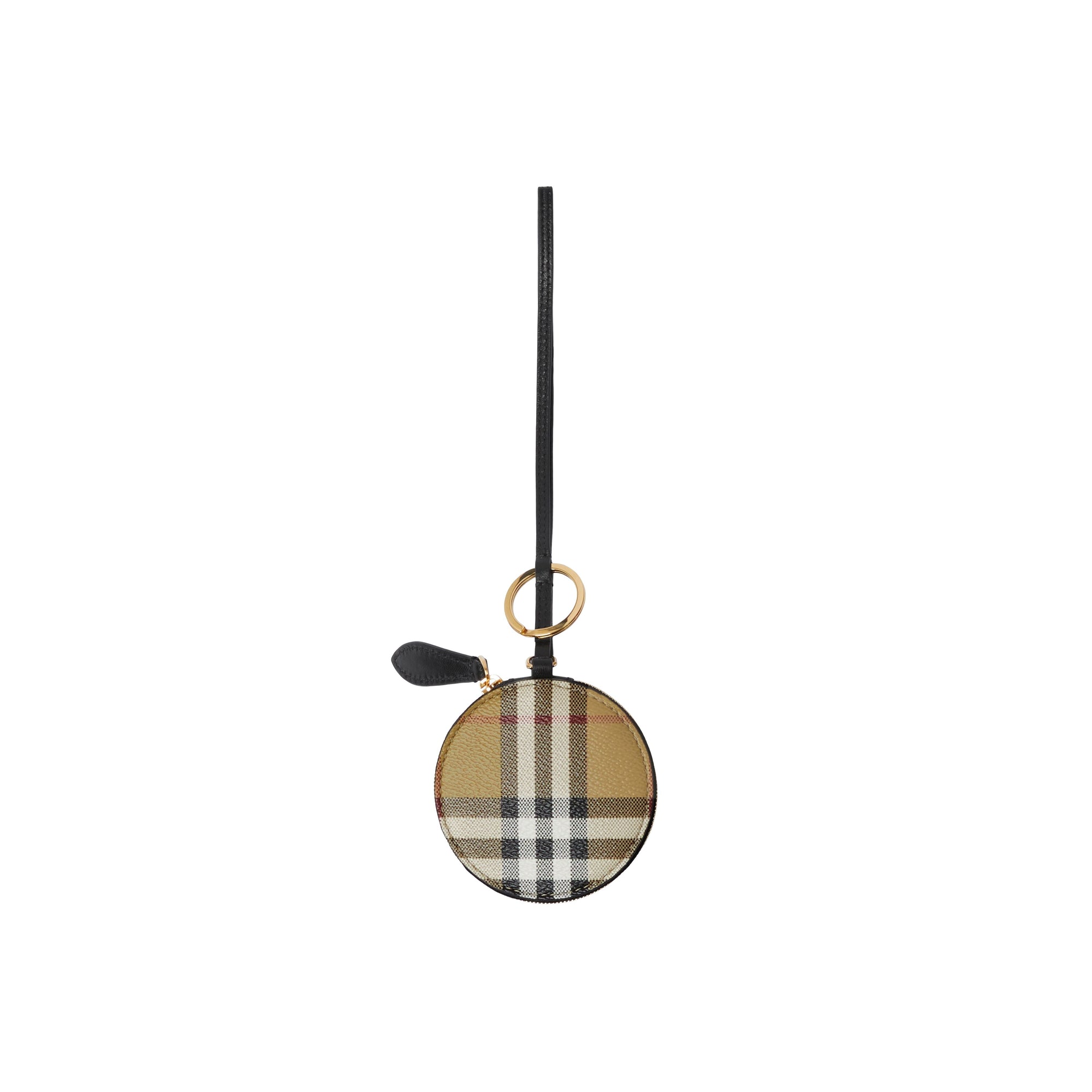 Porte-clés chapeau en cuir à motif check - Black & Gold Hardware