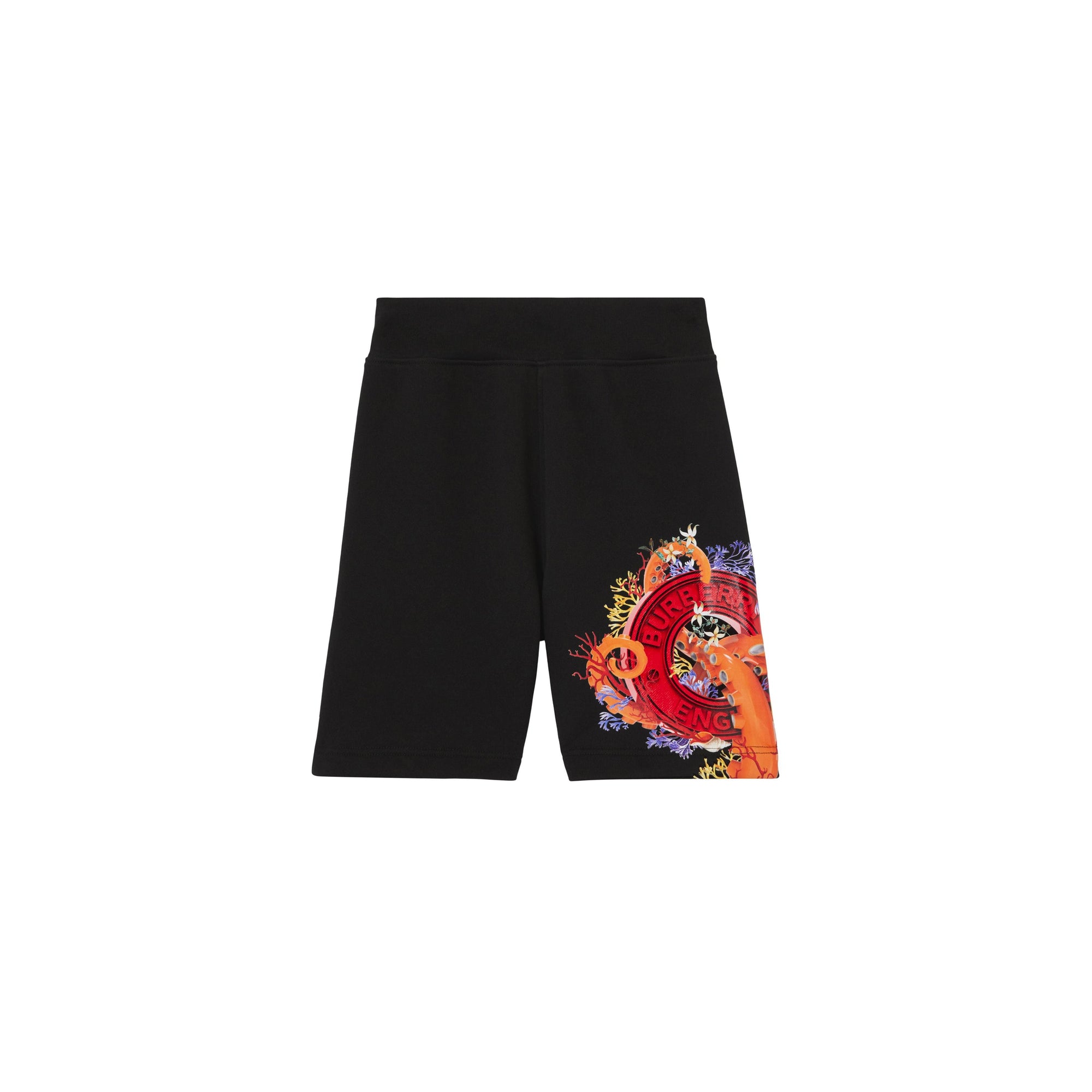Short en coton à motif corail et logo - Black