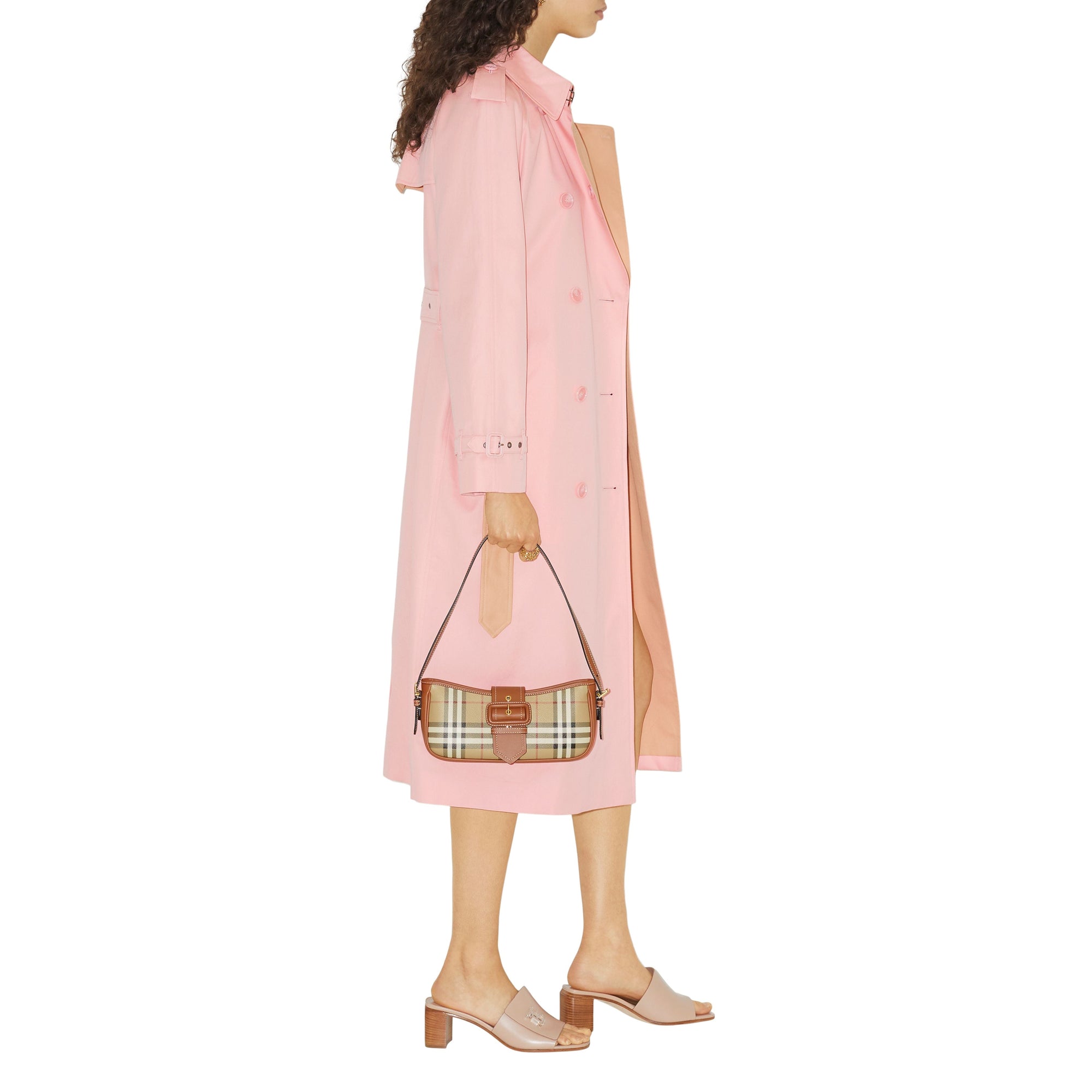 Trench-coat long à revers contrastés - Sorbet Pink