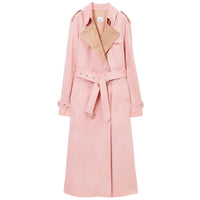 Trench-coat long à revers contrastés - Sorbet Pink