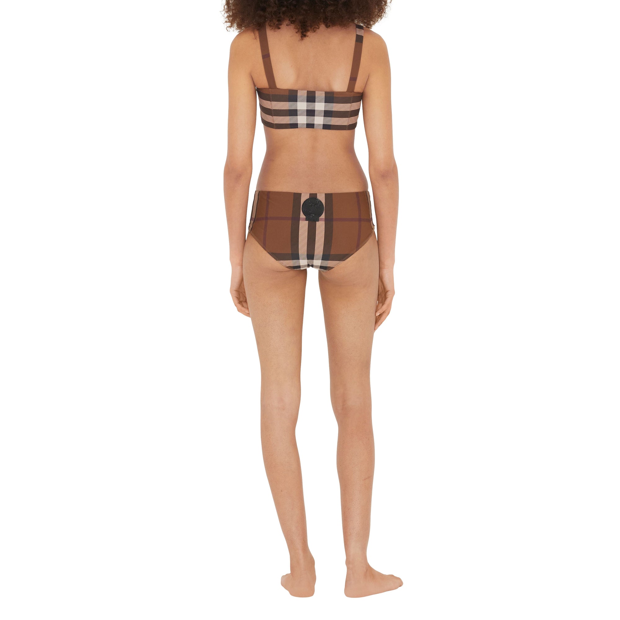 Bikini à encolure carrée stretch à motif check - Dark Birch Brown Check