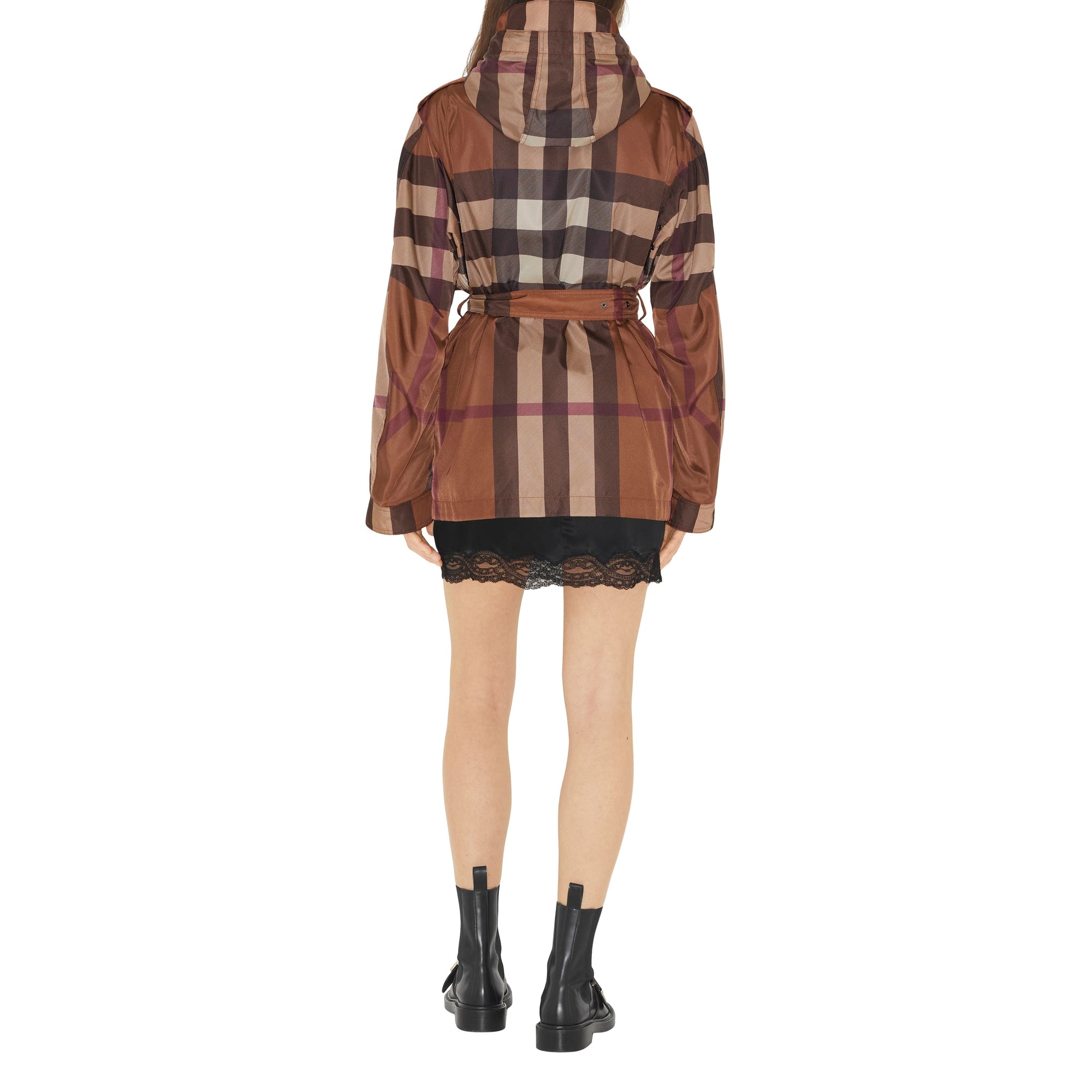Veste cargo à capuche et motif check - Dark Birch Brown Check