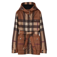 Veste cargo à capuche et motif check - Dark Birch Brown Check