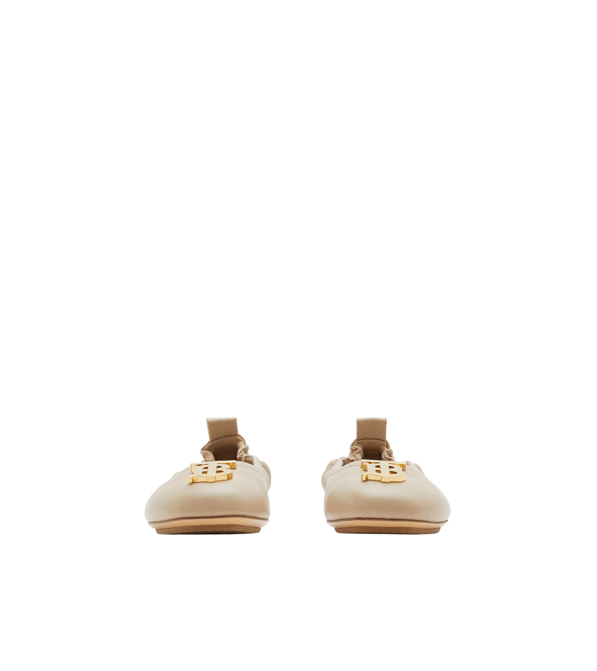 Ballerines en cuir à motif monogramme - Soft Fawn